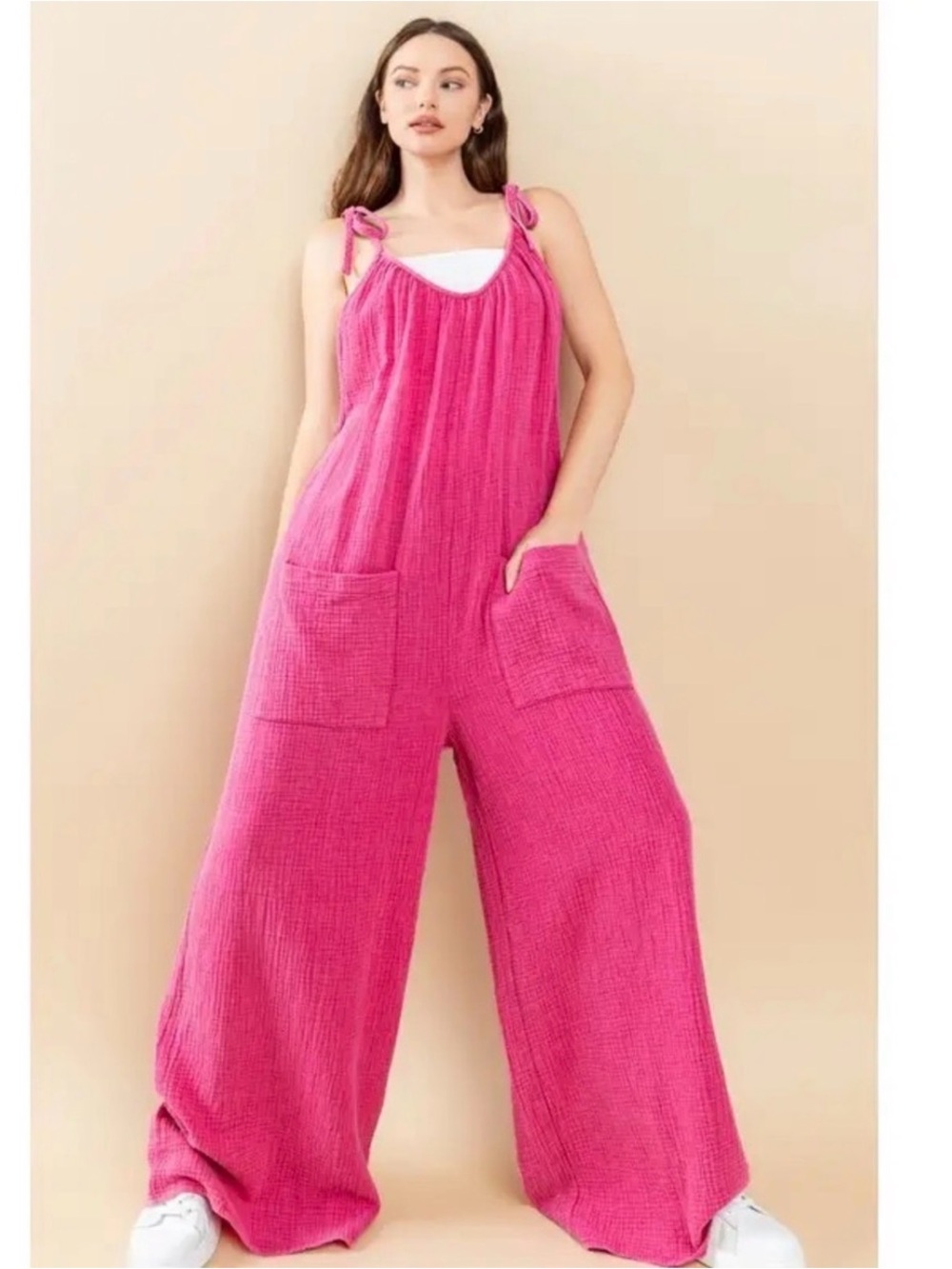 Oddi 3X pink gauze jumpsuit tie straps 2x / 3xl NWT